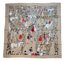 Load image into Gallery viewer, Hermes Cashmere/Silk GM Shawl “Paddock” by Jean-Louis Clerc 140.
