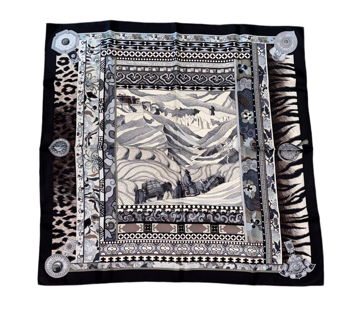Hermes Silk Scarf “La Femme aux Semelles de Vent” by Aline Honore