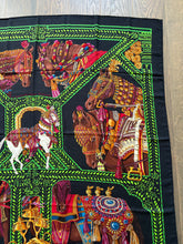 Load image into Gallery viewer, Hermes Cashmere/Silk GM Shawl “LA DANSE DU CHEVAL MARWARI” by Annie Faivre 140.