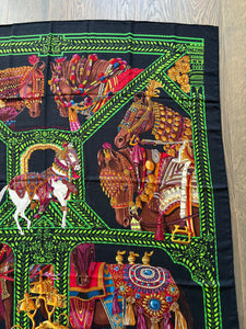 Hermes Cashmere/Silk GM Shawl “LA DANSE DU CHEVAL MARWARI” by Annie Faivre 140.