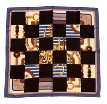 Load image into Gallery viewer, Limited Edition collaboration Comme des Garçons and HERMES 100% SILK TWILL Scarf “Coaching” by Rei Kawakubo and Julie Abadie.