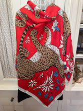 Load image into Gallery viewer, Hermes Cashmere and Silk GM Shawl «Les Leopards» by Christiane Vauzelles 140.