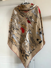 Load image into Gallery viewer, Hermes Cashmere/Silk GM Shawl “Paddock” by Jean-Louis Clerc 140.