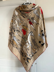 Hermes Cashmere/Silk GM Shawl “Paddock” by Jean-Louis Clerc 140.
