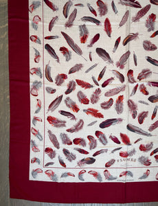 Hermes Cashmere/Silk GM Shawl “Plumes” by Henri de Linares 140