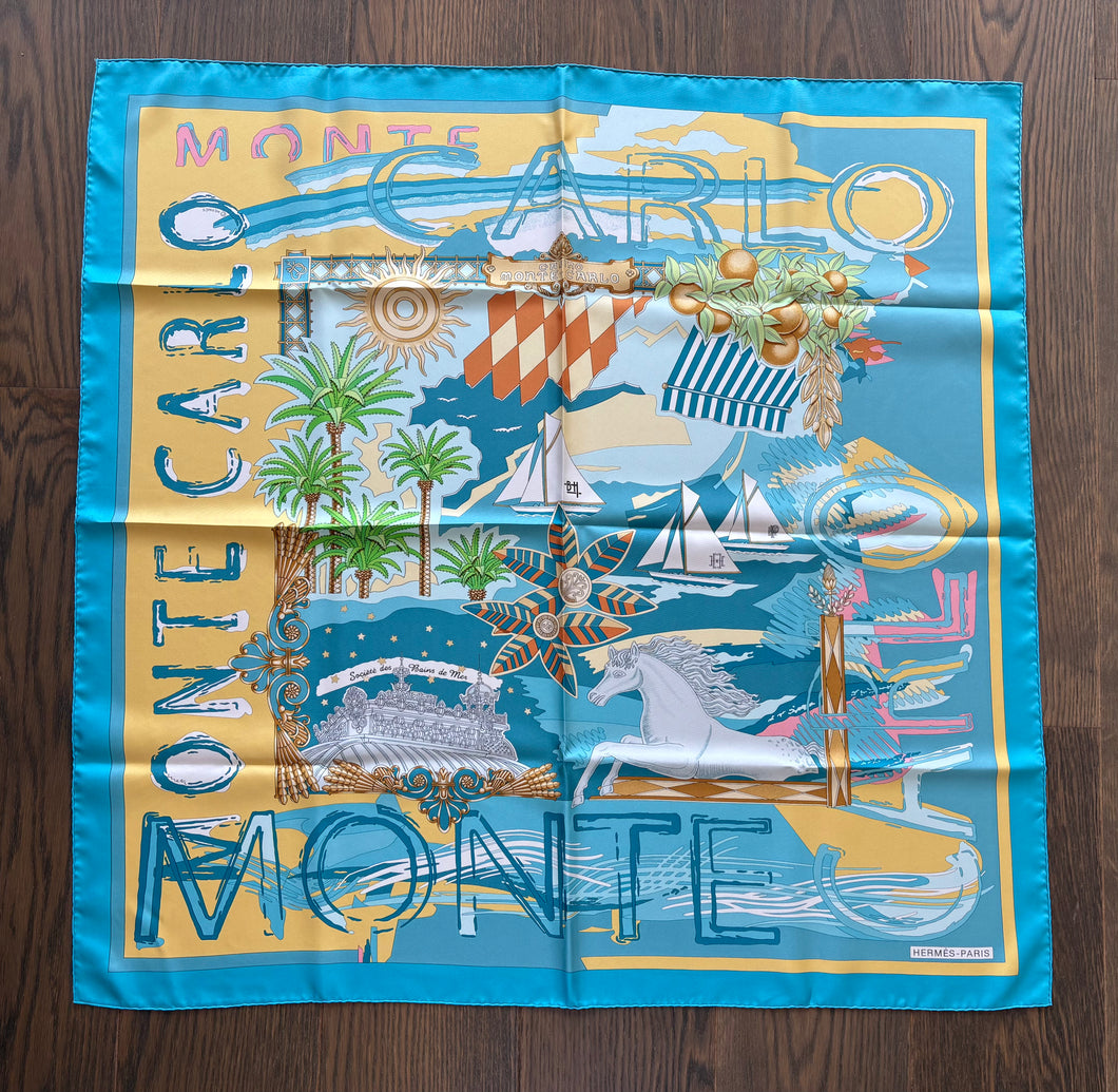 Hermès Silk Scarf « Monte Carlo » By Joachim Metz for Societe des Bain de Mer