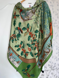 Hermes Cashmere and Silk GM Shawl “Neige d’Antan” by Cathy Latham 140.