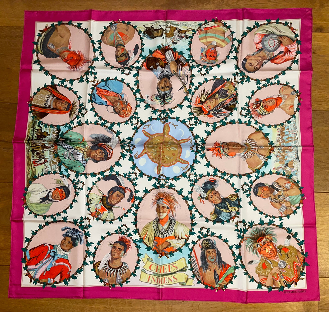 Hermes Silk Twill Scarf “Chefs Indiens” by Kermit Oliver.