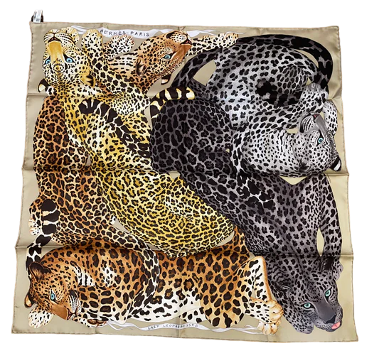 Hermès Silk Scarf « Lazy Leopardesses » by Arlette Ess