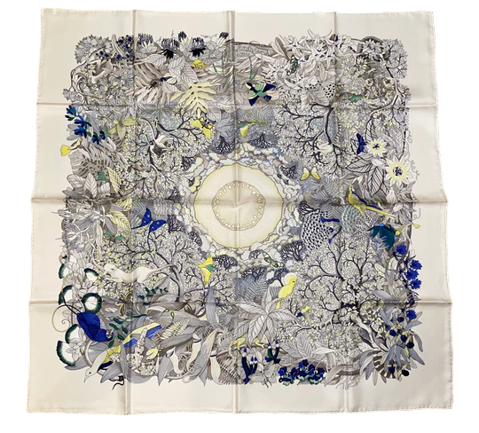 Hermes Silk Scarf «Au Coeur de la Vie» by Aline Honoré.