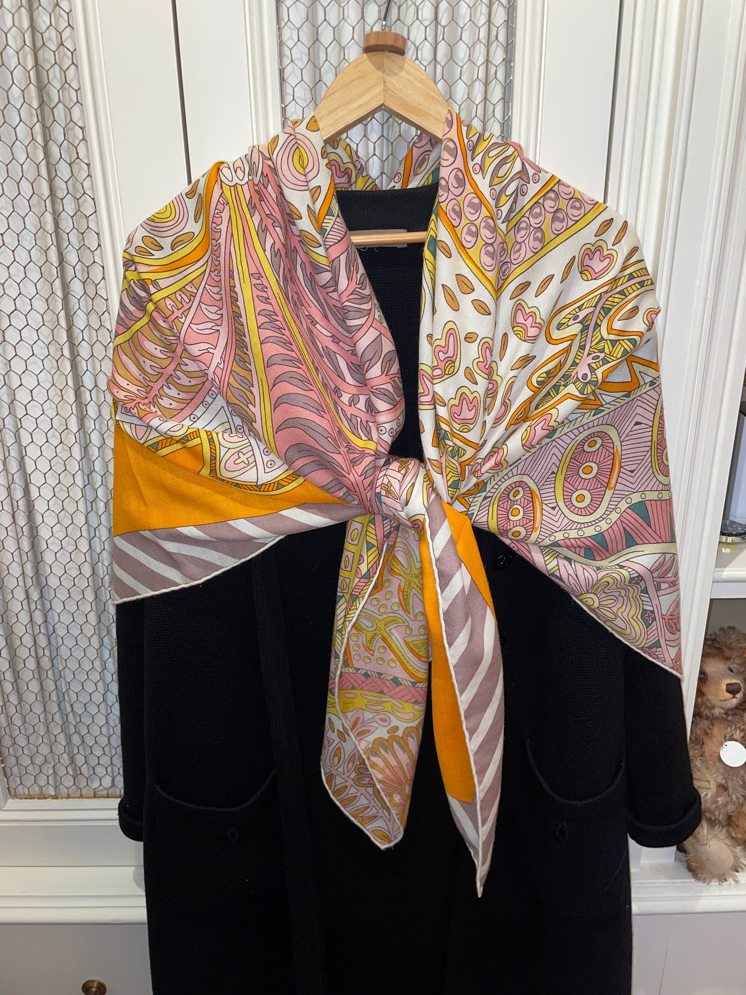 Hermès Jardin de la Maharani Medium Losange Scarf Cashmere Silk