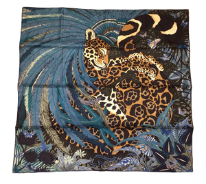 Hermes Silk Twill Scarf “Jaguar Quetzal” by Alice Shirley.