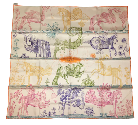 HERMES “Della Cavalleria Favolosa” double face Scarf