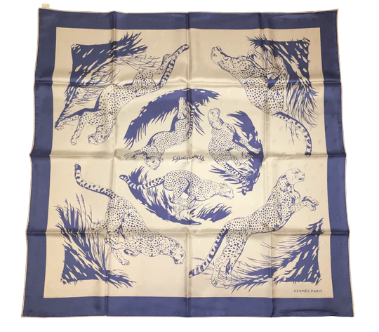 Hermes Silk Jaquard Scarf “Guepards” by Robert Dallet.