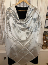 Load image into Gallery viewer, Exceptional Hermès silk shawl “Vif Argent Lumiere” with sequin bead embellishments throughout and hand rolled edges by Dimitri Rybaltchenko 140