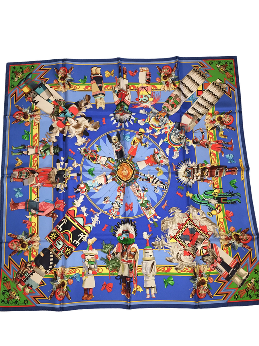 Hermes Silk Scarf Kachinas by Kermit Oliver