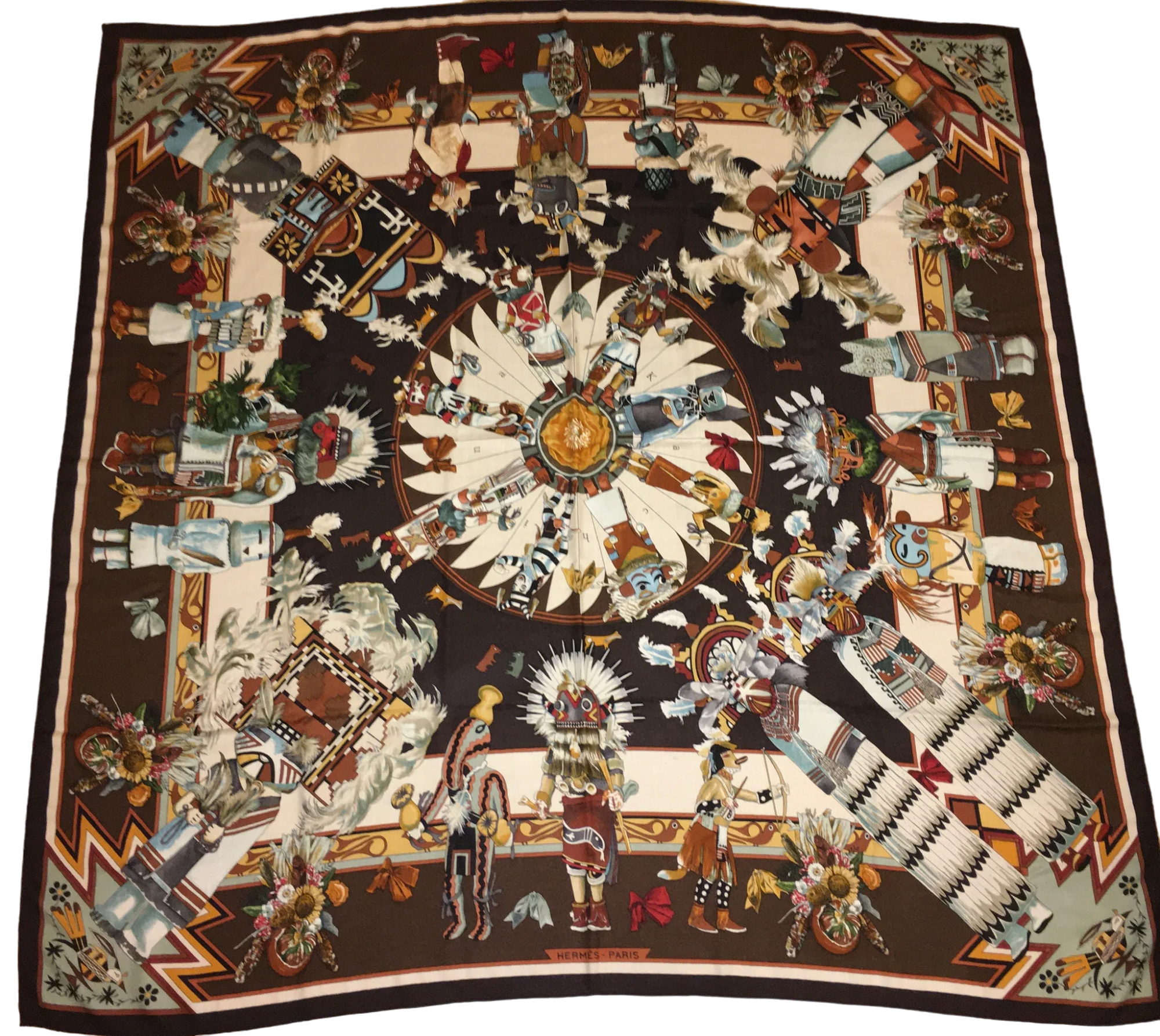 ☘️未使用に近い☘️ HERMES　Kachinas カチナ　マキシツイリー ll10020_hermes_kachinas_silk_s
