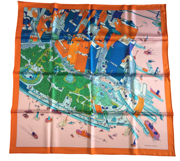 Hermes Silk Scarf “The Battery New-York” by Ugo Gattoni.