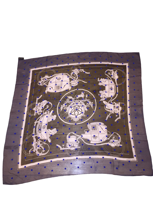 Hermes Beaded Silk Mousseline Scarf Ex Libris Au Pois Couture