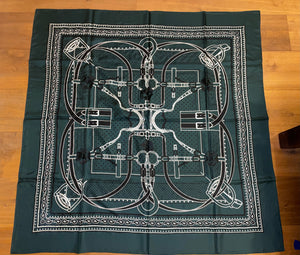Hermes Embroidered Silk GM Shawl « PRECIEUX BANDANA » 140.