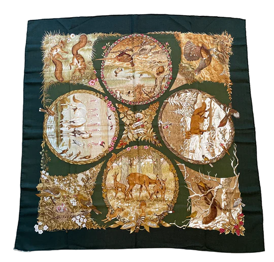 Cashmere/Silk HERMES shawl “Les quatre saison” by Robert Dallet.