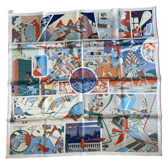 Hermes Silk twill double face scarf « Hermès Factory » by Baptiste Virot.