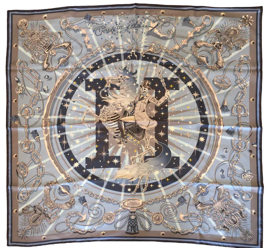 Hermes “C’est la Fête” Double-Faced Silk Scarf  by Daiske Nomura