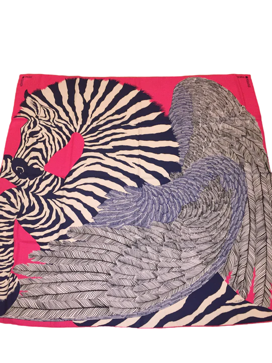 Hermes Cashmere/Silk Shawl “Zebra Pegasus” by Alice Shirley 140