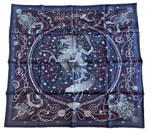 Hermes Double-faced silk scarf “C’est la Fête” by Daiske Nomura