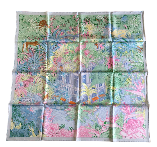 Hermes Silk Scarf “Faubourg Tropical” by Octave Marsal and Théo de Gueltzl.