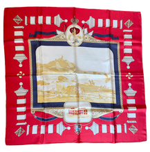 Load image into Gallery viewer, Hermes silk scarf &quot;Rocher de la Vierge, Le Port, Vieux Villa Eugenia A Biarritz” by Hugo Grygkar.