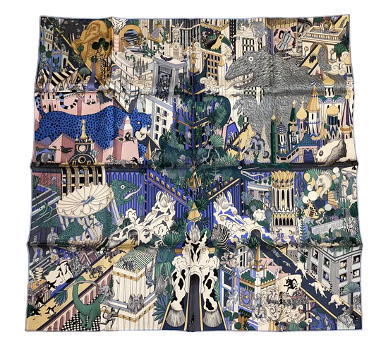 Hermes Silk Scarf Animapolis by Jan Bajtlik. Hermes Emporium