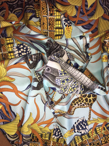 Hermes 100% Silk Scarf « La Marche Du Zambeze » by Ardmore Artists