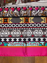 Load image into Gallery viewer, Hermes Silk Twill Scarf “La Femme aux Semelles de Vent” by Aline Honoré.