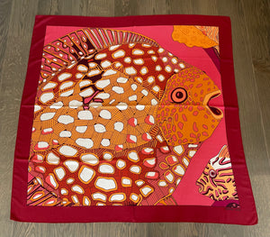 Hermes Cashmere/Silk GM Shawl “Grands Fonds Detail” by Annie Faivre 140.
