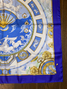 Special edition Hermès Silk Scarf « Chariot » for the occasion of 250th anniversary of the watchmaker Vacheron Constantin by Laurence Bourthoumieux (Toutsy).