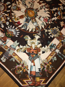 Hermes Cashmere and Silk GM Shawl “Kachinas” by Kermit Oliver 140
