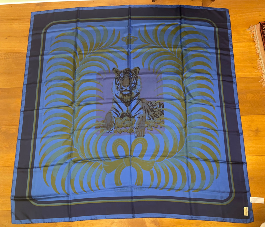 Hermes Silk Dip Dye GM Shawl “Tigre Royal” 140.