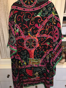 Hermes Cashmere and Silk GM Shawl “Peuple Du Vent” by Christine Henry 140.
