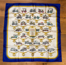 Load image into Gallery viewer, Hermes Silk Scarf «PETITE HISTOIRE DE L’AUTOMOBILE» by Hugo Grygkar.