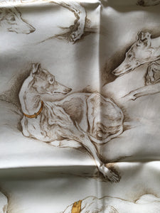 Hermes Silk Twill Scarf «Les Levriers» by Xavier de Poret.