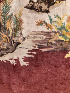 Hermes Cashmere and Silk GM Shawl « Champignons » by Anna Gavarni/Francoise de la Perriere 140.