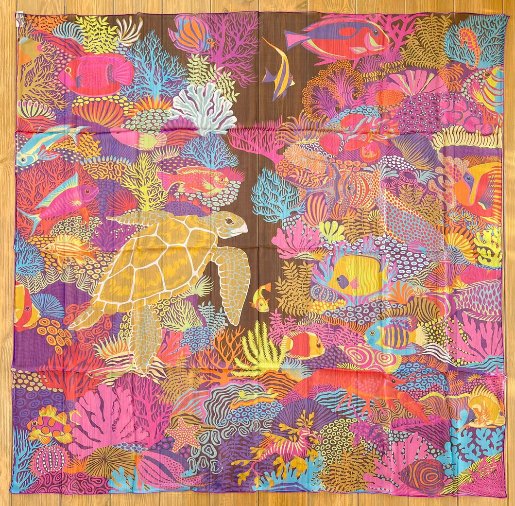 Hermes Silk Mousseline Shawl “Under the Waves” by Alice Shirley 140
