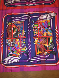 Precious Hermes Embroidered Cashmere/Silk Shawl “Khanta Double Sens” 140