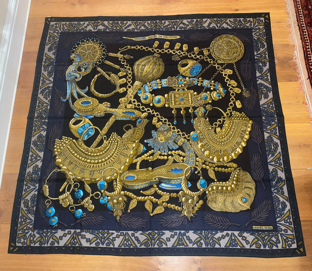 Hermes Cashmere and Silk GM Shawl “Zenobie, Reine de Palmyre” by Annie Faivre 140.