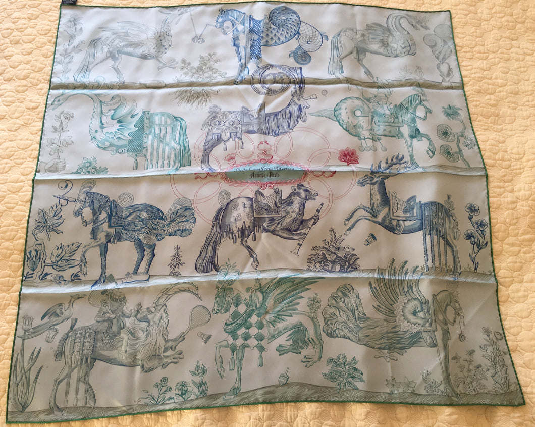 HERMES “Della Cavalleria Favolosa” double face Scarf