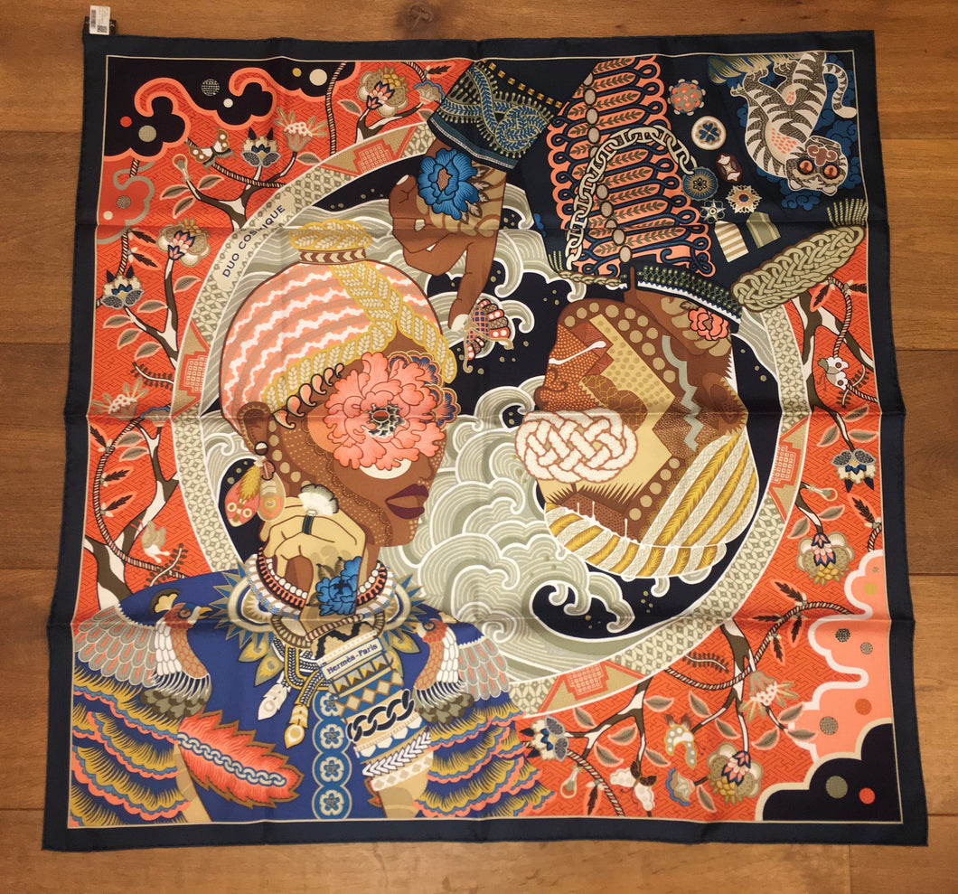 Hermes Silk Twill Scarf “Duo Cosmique” by Kohei Kyomori.
