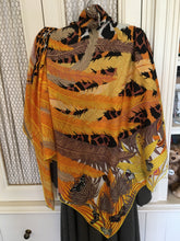 Load image into Gallery viewer, Hermes Cashmere and Silk GM Shawl “Jaguar Quetzal” by Alice Shirley 140.