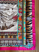 Load image into Gallery viewer, Hermes Silk Twill Scarf “La Femme aux Semelles de Vent” by Aline Honoré.