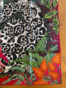Limited Edition, special issue Hermes Silk Twill Scarf “Jaguar Quetzal” by Alice Shirley.